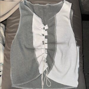 Gray and White Women's Top